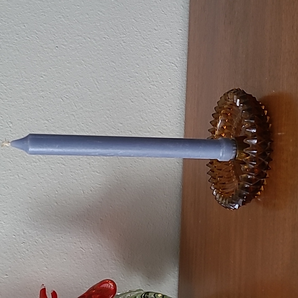 Vintage amber glass candle holder